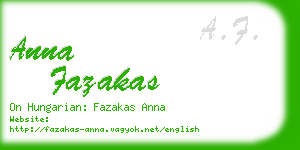 anna fazakas business card